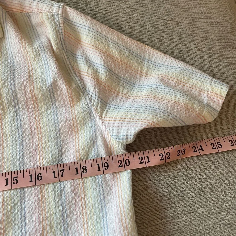 Abercrombie Seersucker Pride Rainbow Pastel Stripe Button Down Shirt, size XS - Picture 7 of 8